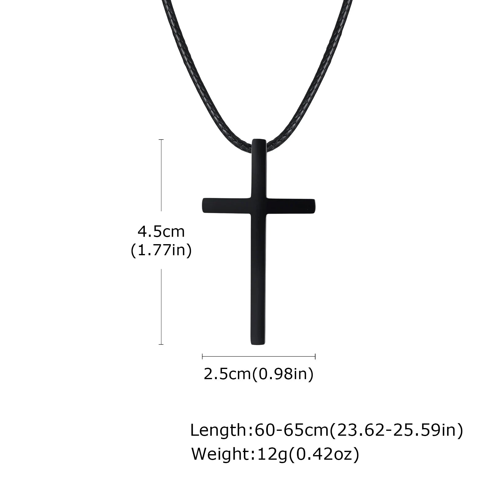 Simple Cross Pendant Necklaces for Men Boys,Stainless Steel Jesus Pendant with Black Wax Rope, Religious Prayer Blessing Gift