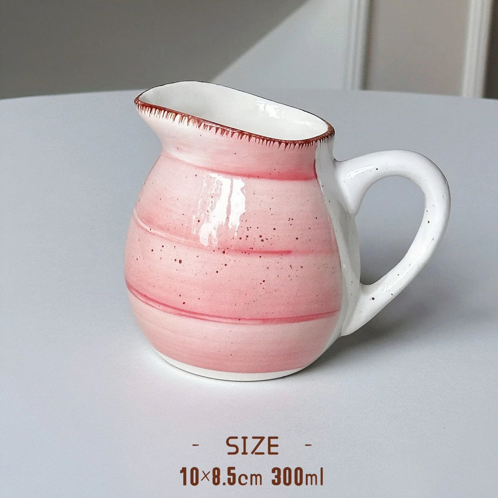 New Vintage Ceramic Creamer with Handle Cream Jug Gravy Boat Coffee Milk Pitcher Dipping Sauce Jug Milk Pourer Syrup Dispenser