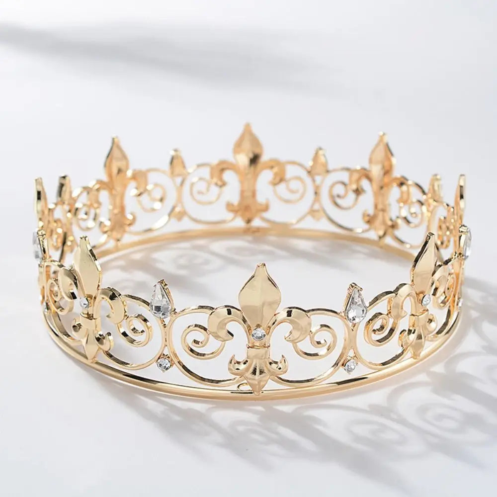 Bar Mitzvah Crown King Crown Hair Hoop Headband Metal Prince Crowns Korean Style Hair Accessories Round Tiaras Girls Gift