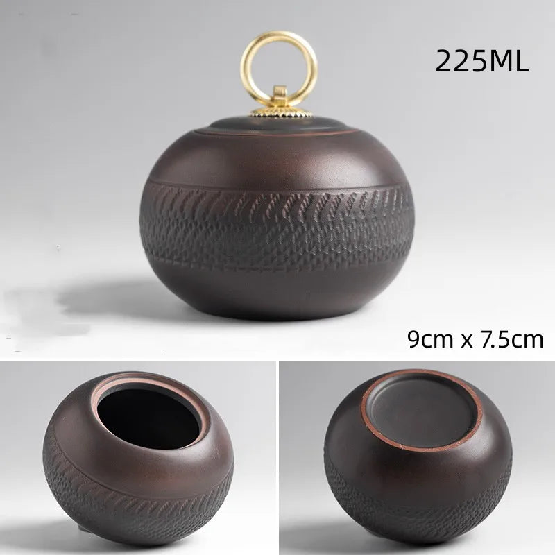 High-grade Purple Pottery   Retro Ceramic Sealed Pot Storage Jar Household Retro Tea Box Moisture-proof Storage Jar