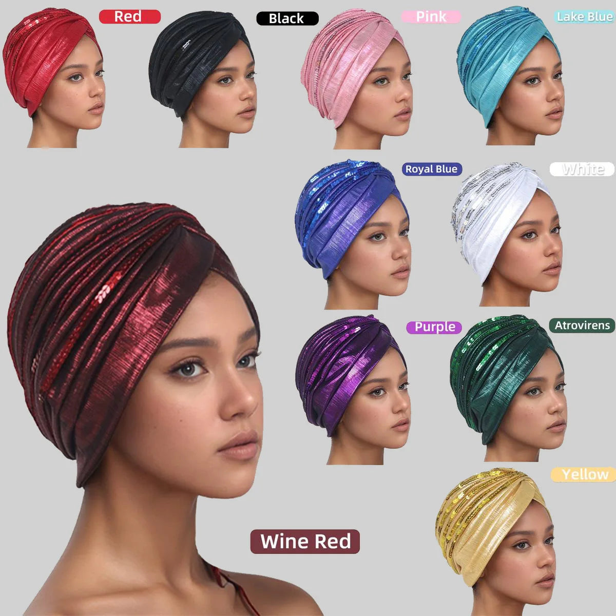 Women's Head Wraps Muslim Headscarf Cap India Hat Ready Hijab Bonnet Turbante Mujer Summer Breathable Sequins Turban Cap