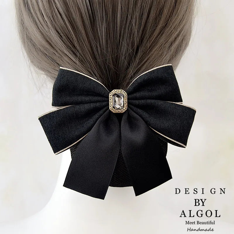 Head Flower Net Bag Professional CCB Postal Nurse Hotel Stewardess Uniform Belt Thin Online Work Tray Hair Net Bag Bow