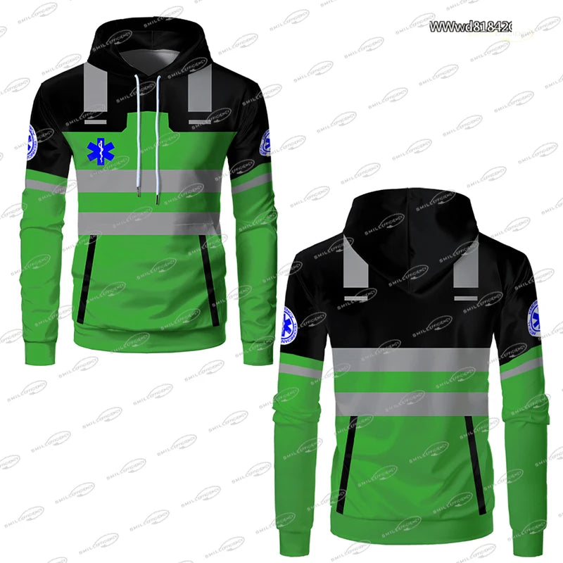 Classic Work Clothes Medical Worker Uniform Lightweight Sports Hoodie Medical Staff Cosplay Thin Oversized Printed Pullover