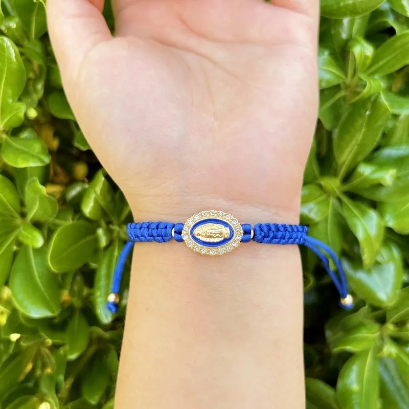 Mexican Religious San Judas Tadeo Jewelry Our Father Of Saint Jude Charm Handmade Rope Chain String Braided Bracelet for Women