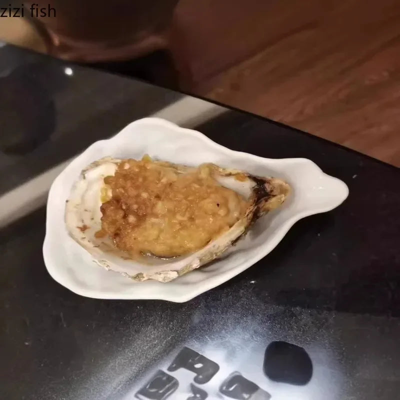 White Oyster Ceramic Bowl Hotel Tableware Dining Plate Fruit Plate Salad Bowl Dessert Bowls Cold Mixing Bowls Dim Sum Dish Tray