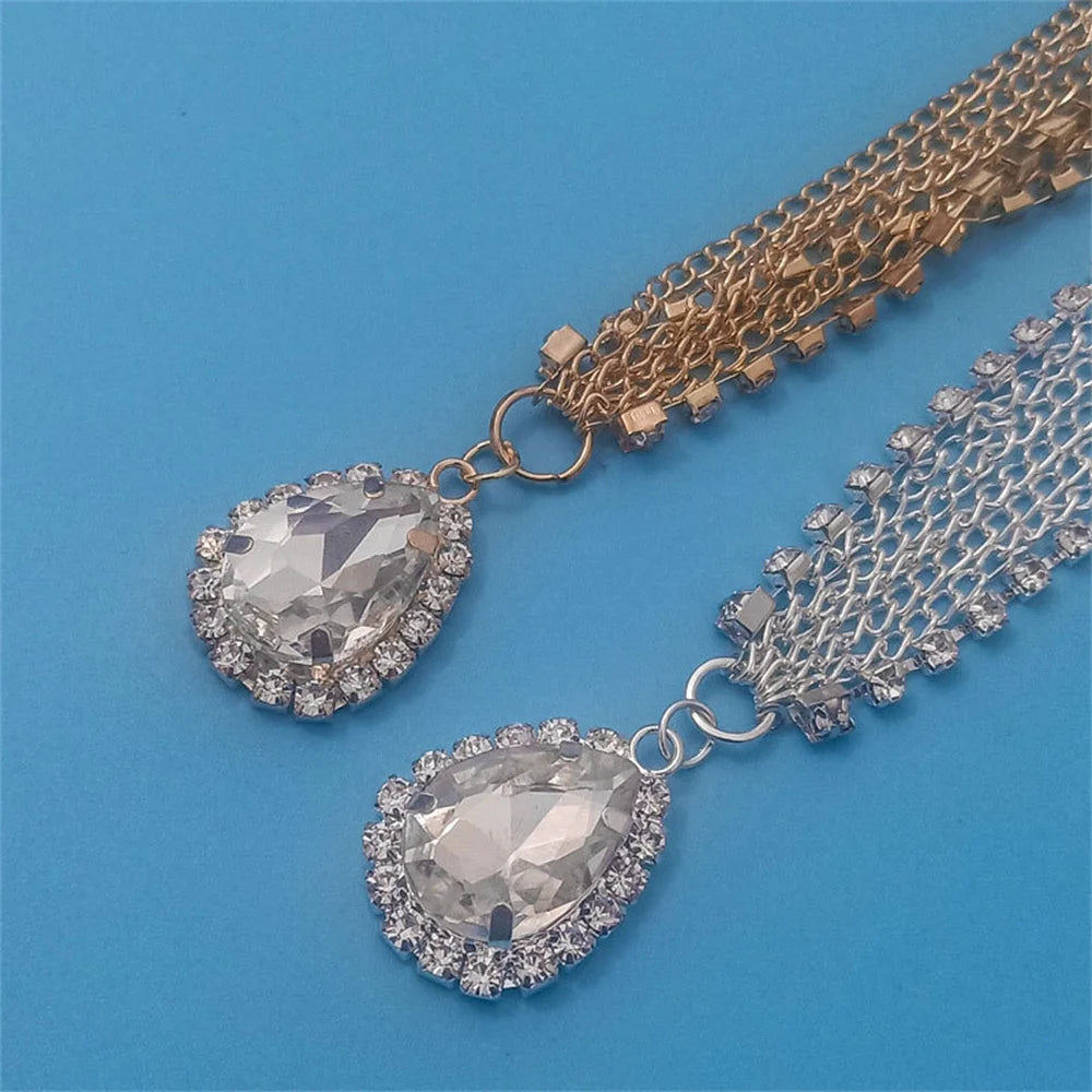 Crystal Forehead Eyebrow Pendant Headwear European American Bride Water Drop Hair Head Chain Bohemian National Head Styling Tool