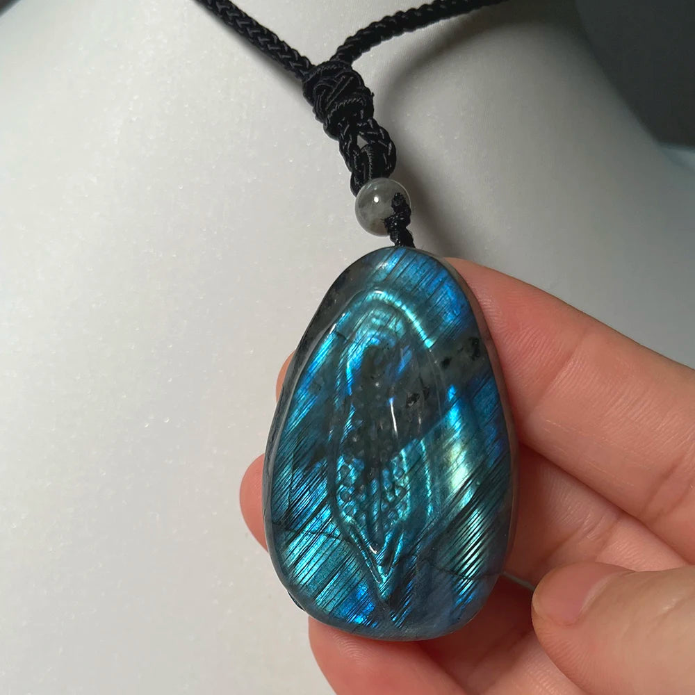 Necklace Pendant Natural Stone Irregular Shape Bead Blue Green Orange Labradorite Pendant for Women Men Jewelry 1Pcs
