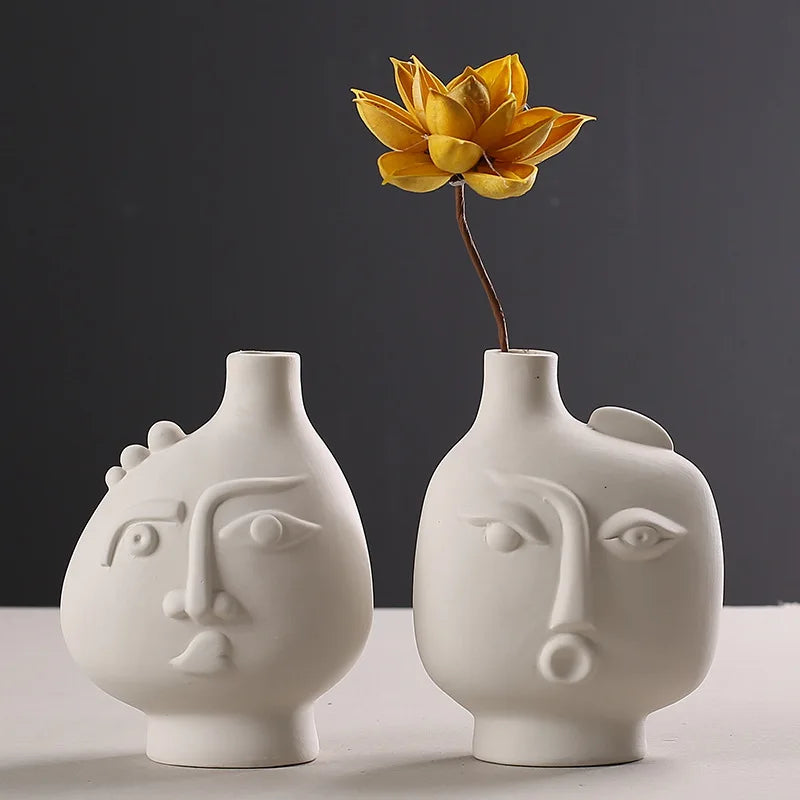 NEW Nordic Modern Simple Ceramic Vases Plain Burning Decoration Living Room Office Home Furnishings Creative Body Shape Bottles