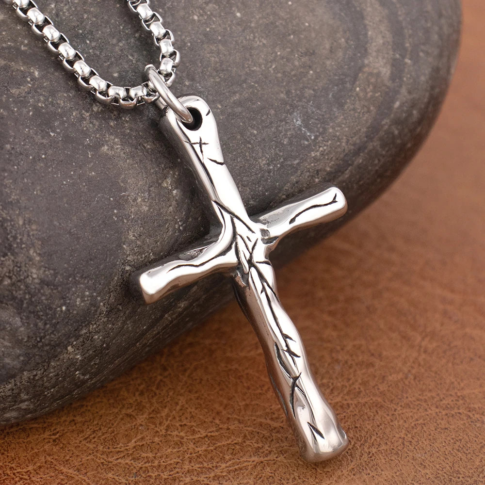 New Simple Cross Pendant Chain for Men Women Popular Charm Stainless Steel Christian Necklace Vintage Religion Jewelry Wholesale