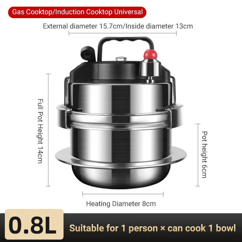 Upgrade Non stick Pressure Pot Small Outdoor Camping 0.8L-1.6L Home Gas Induction Cooker Pressure Pot Cooking 5 Bowls of Rice