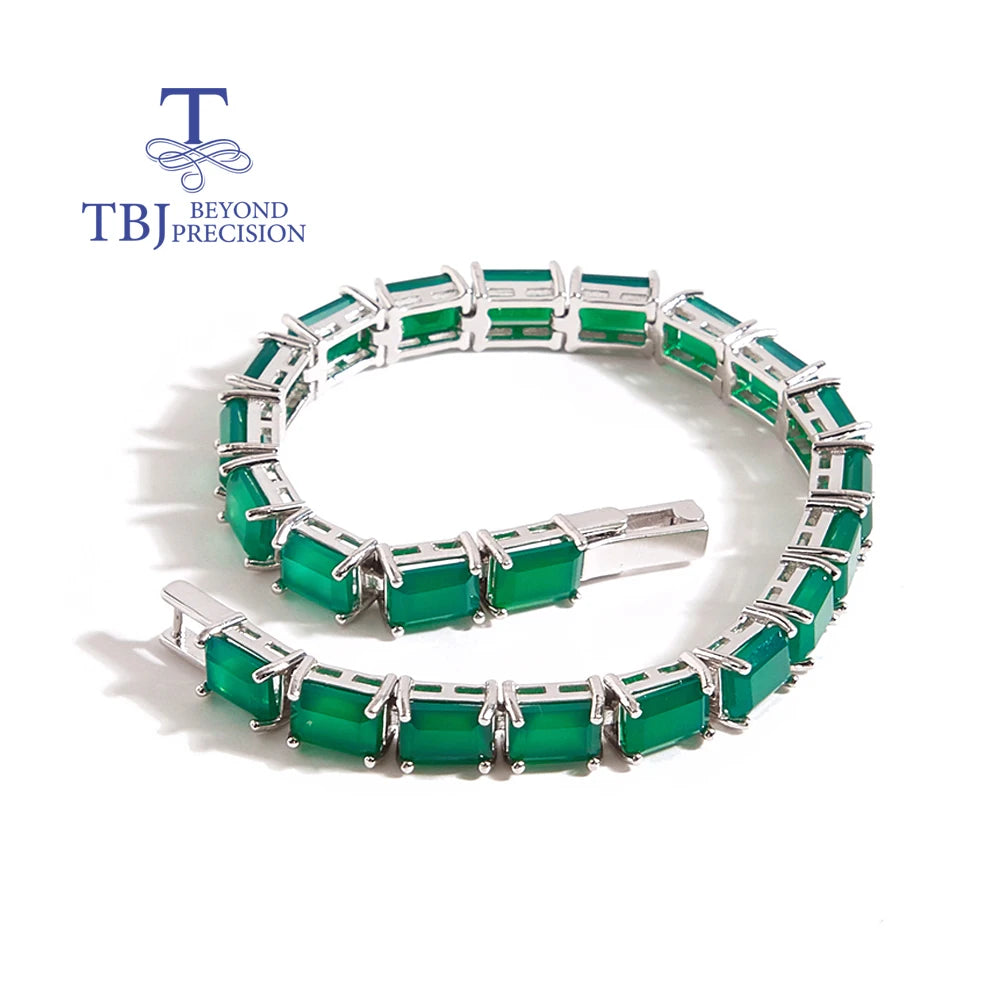 Delicate and gorgeous natural green agate bracelet 925 Silver fine jewelry for ladies banquets & Parties & Holiday gifts
