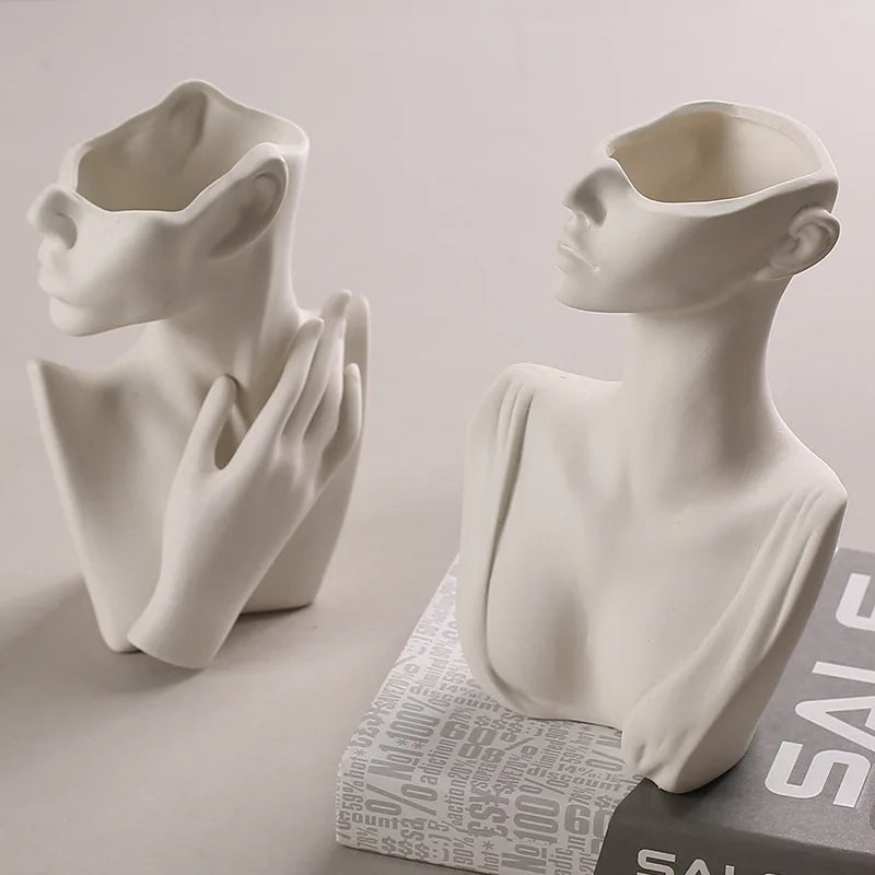 NEW Nordic Modern Simple Ceramic Vases Plain Burning Decoration Living Room Office Home Furnishings Creative Body Shape Bottles