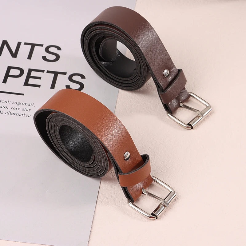 100CM Leather Belt Fashion Waist Belts Metal Buckle Waistband Pants Decorative Belt Clothing Accesories