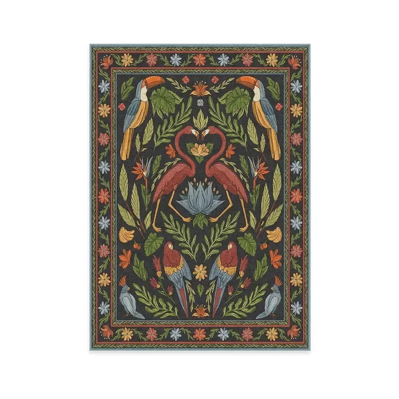 Living Room Large Carpet for Bedroom Bedside Floor Mat Bohemian Style Animal Plant Carpets Retro Home Decoration Rug 대형 거실 카펫