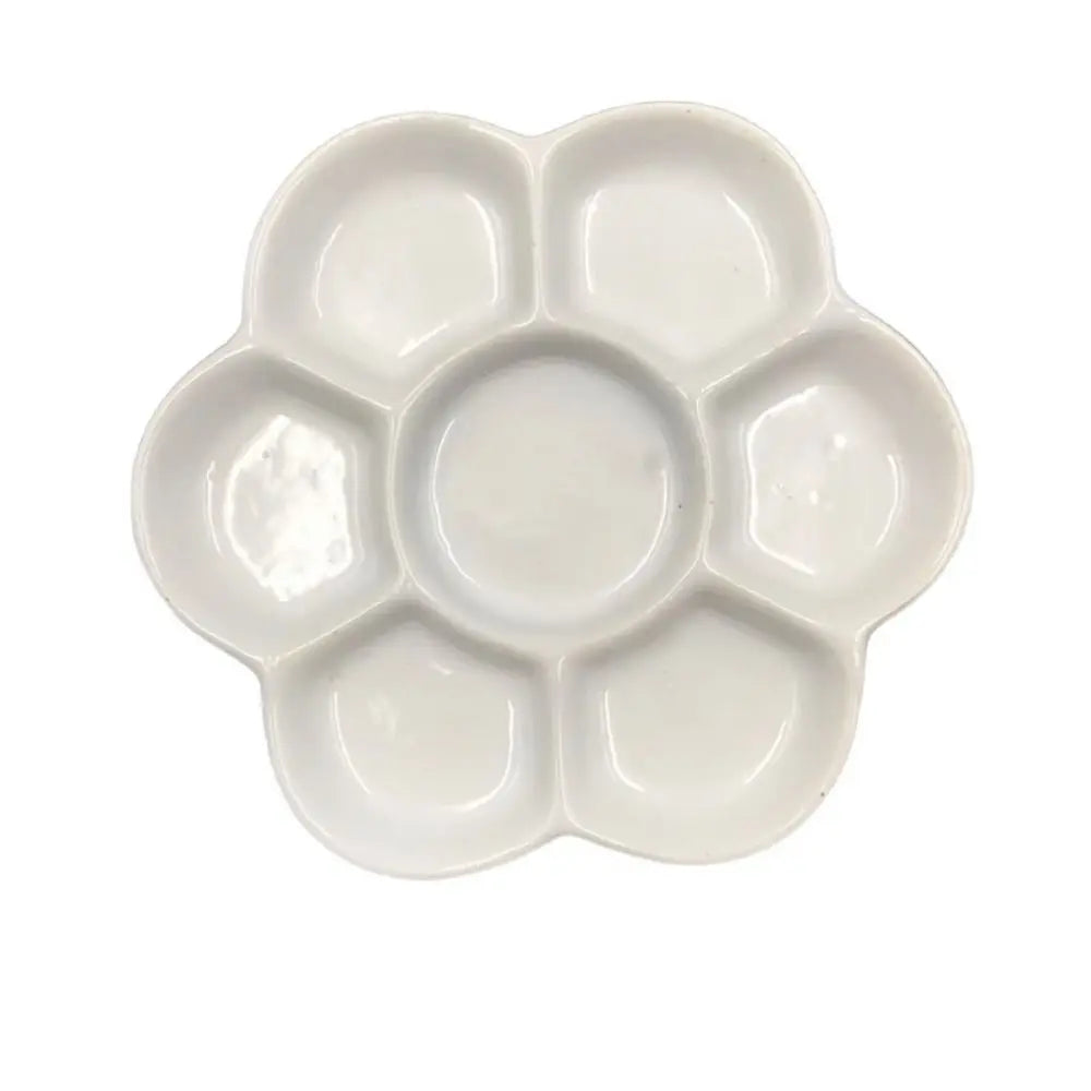 Traditional Ceramic Paint Palette Tray White Portable Porcelain Palette 3 Size Flower Shaped Plum Blossom Paint Plate for Artist