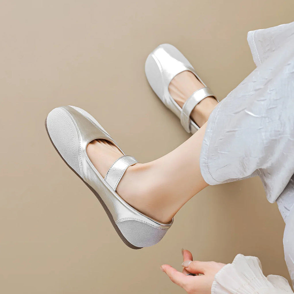 2024 Spring Women's Flat Shoes Korean Style Mary Jane Ladies' Casual Leather Flat Boat Shoes Loafers Work and Party Wear 41-43