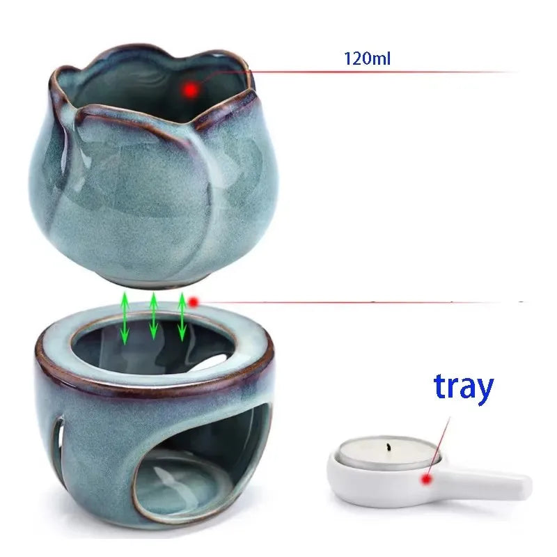 120ml Separate Vaporizer Ceramic Essential Oil Heating Stove Tulip Indoor Aromatherapy Lamp Tea Oven Warmer Incense Burner