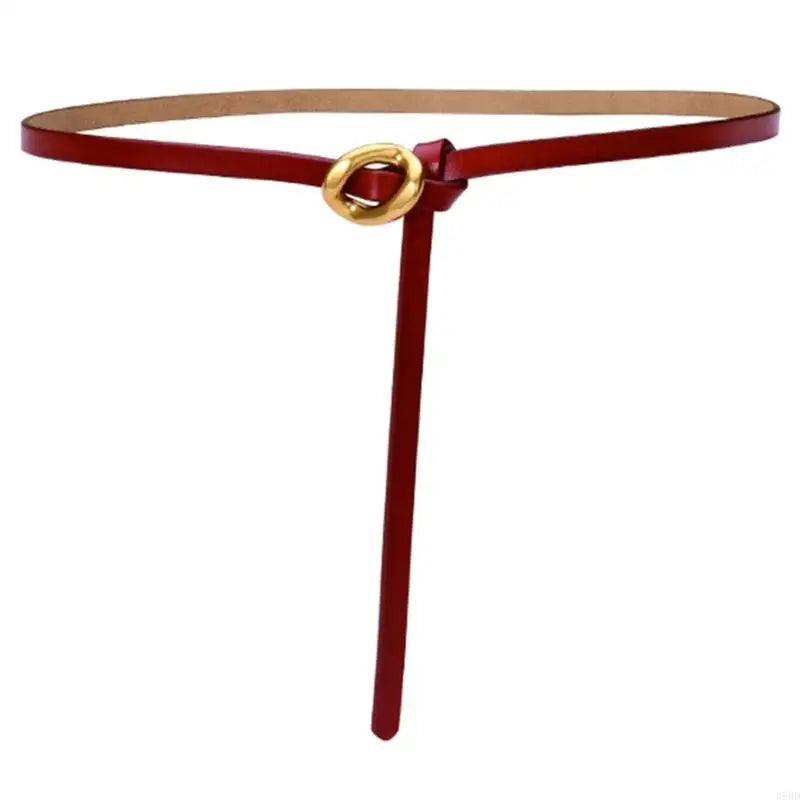 652F Selfknotted Thin Belt Aesthetic Leather Belt Waistband Decorative Skinny Belt for Shirt Dress Elegant Office Formal Belt