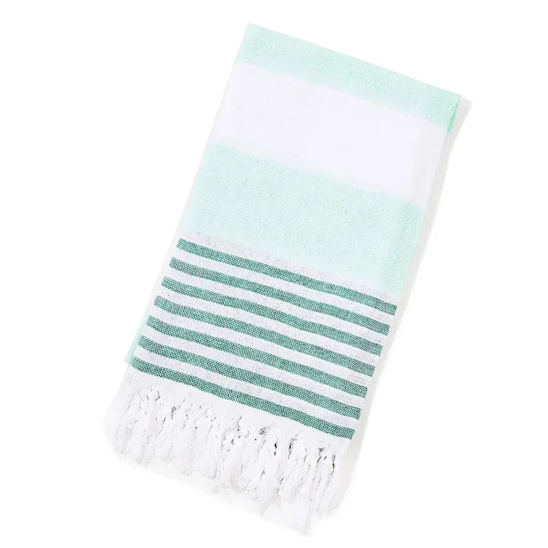 Cotton and Linen Striped Quick-drying Shawl European and American Popular Yarn-dyed Cotton Turkish Beach Towel with Tassels