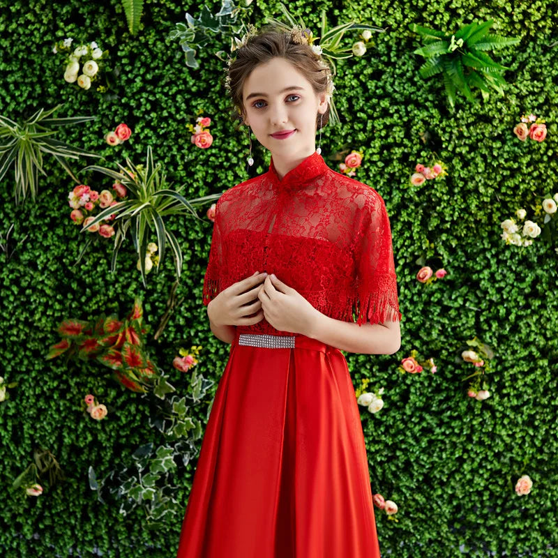 Bride wedding shawl colorful dress with tulle spring and summer thin etiquette shoulder yarn collar multi-color women's cloak