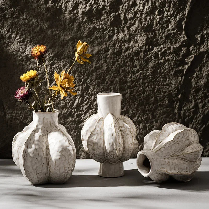 Simple ceramic vase decoration dried flower living room home creative homestay style decorative flower device