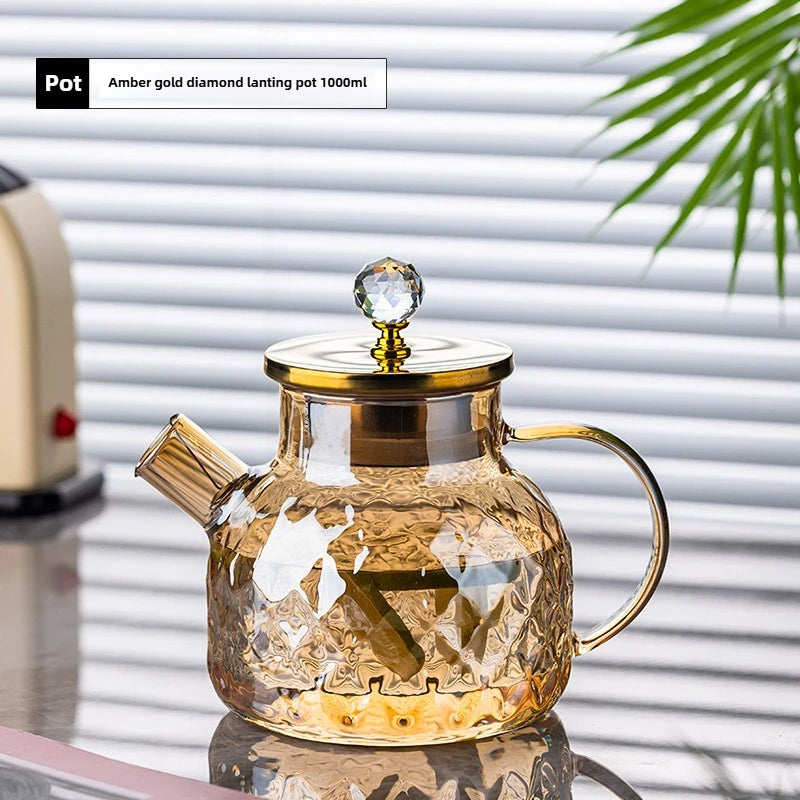 High Borosilicate Glass Water Pitcher - Amber Cold Beverage Jug, Large Capacity, Heat-Resistant for Tea & Home Use