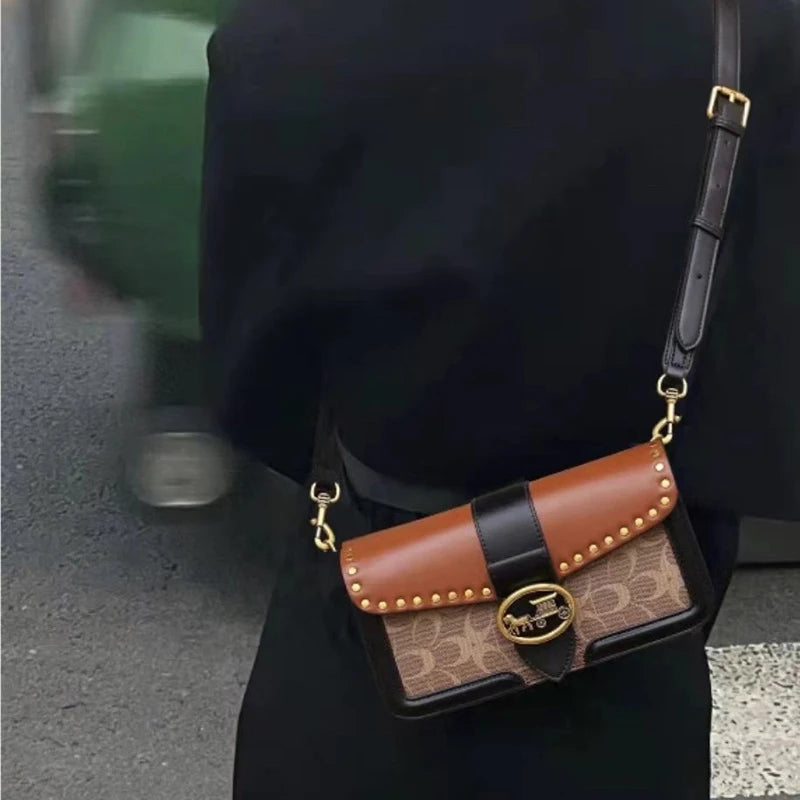 Women's Bag 2025 New Retro Underarm Bag High end Light Luxury Printed One Shoulder Handbag Contrast Color Minimalist Fashion
