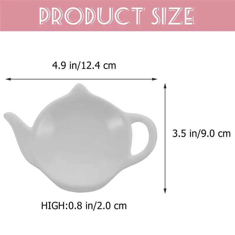 4Pcs Teapot Shaped Ceramic Dish Teabag Holder Coaster White Ceramic Sauce Dishes Mini Snack Plate Dessert Sauce Seasoning Plate