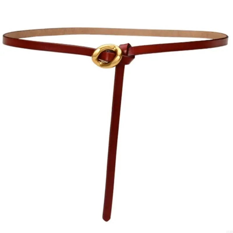 652F Selfknotted Thin Belt Aesthetic Leather Belt Waistband Decorative Skinny Belt for Shirt Dress Elegant Office Formal Belt