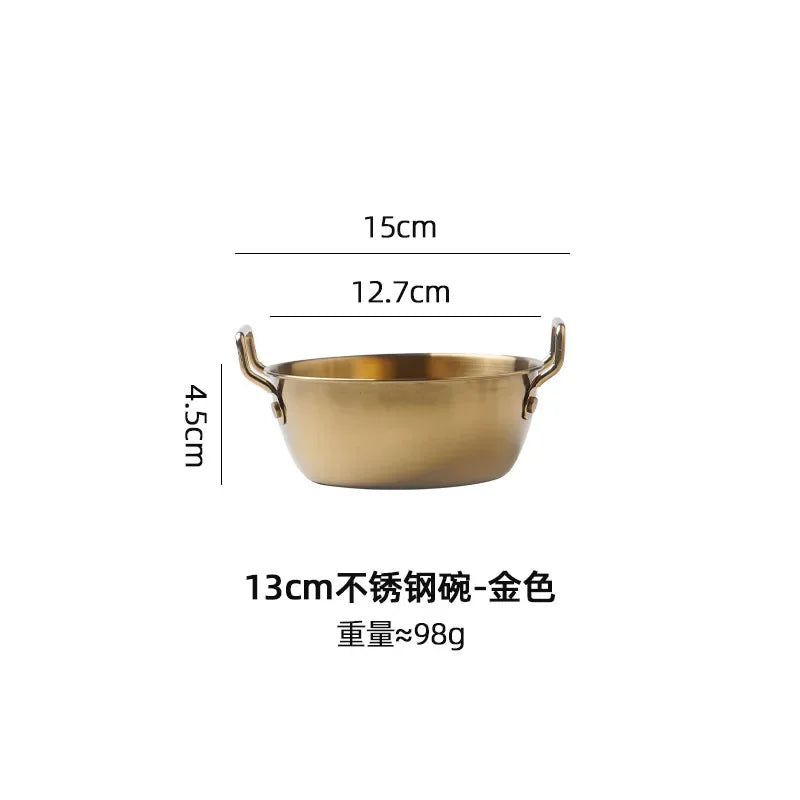 1pcs Stainless Steel Korean Style Pot Golden Sauce Dishes Appetizer Serving Dishes Sets Tray Spice Plates Kitchen Tableware
