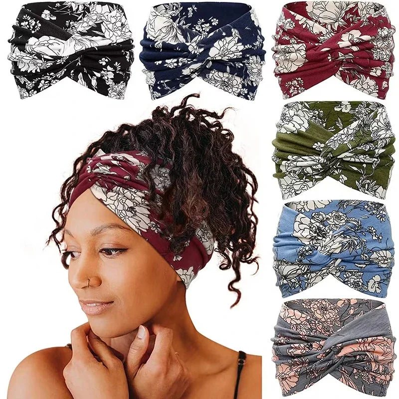 Boho Style Wide Headbands For Women Extra Large Turban Workout Headband Fashion Yoga Hair Bands Twisted Thick Hair Accessories