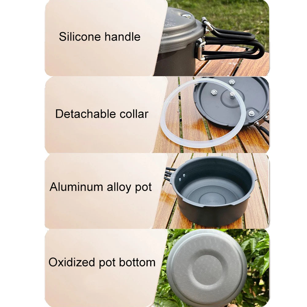 Camping Mini Pressure Cooker Outdoor 1-3 Person Aluminum Cookware Pot with Carry for  Bag, Foldable Handle 80Kpa Pressure Pot