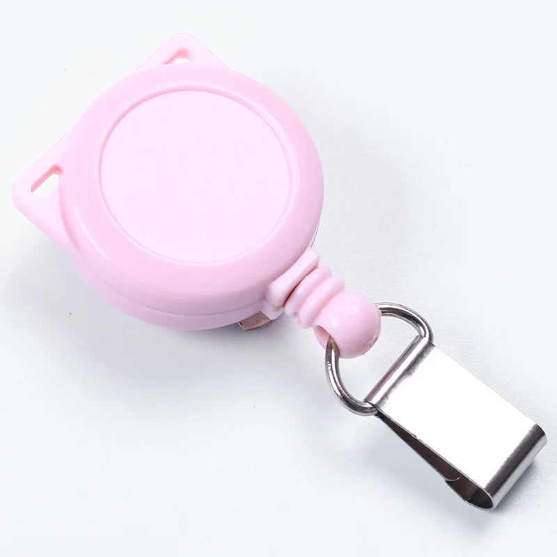 Colorful Retractable Badge Holder Clip Anti-lost ID Staff Employee's Work Card Badge Reel Lanyards Keychain Card Hasp