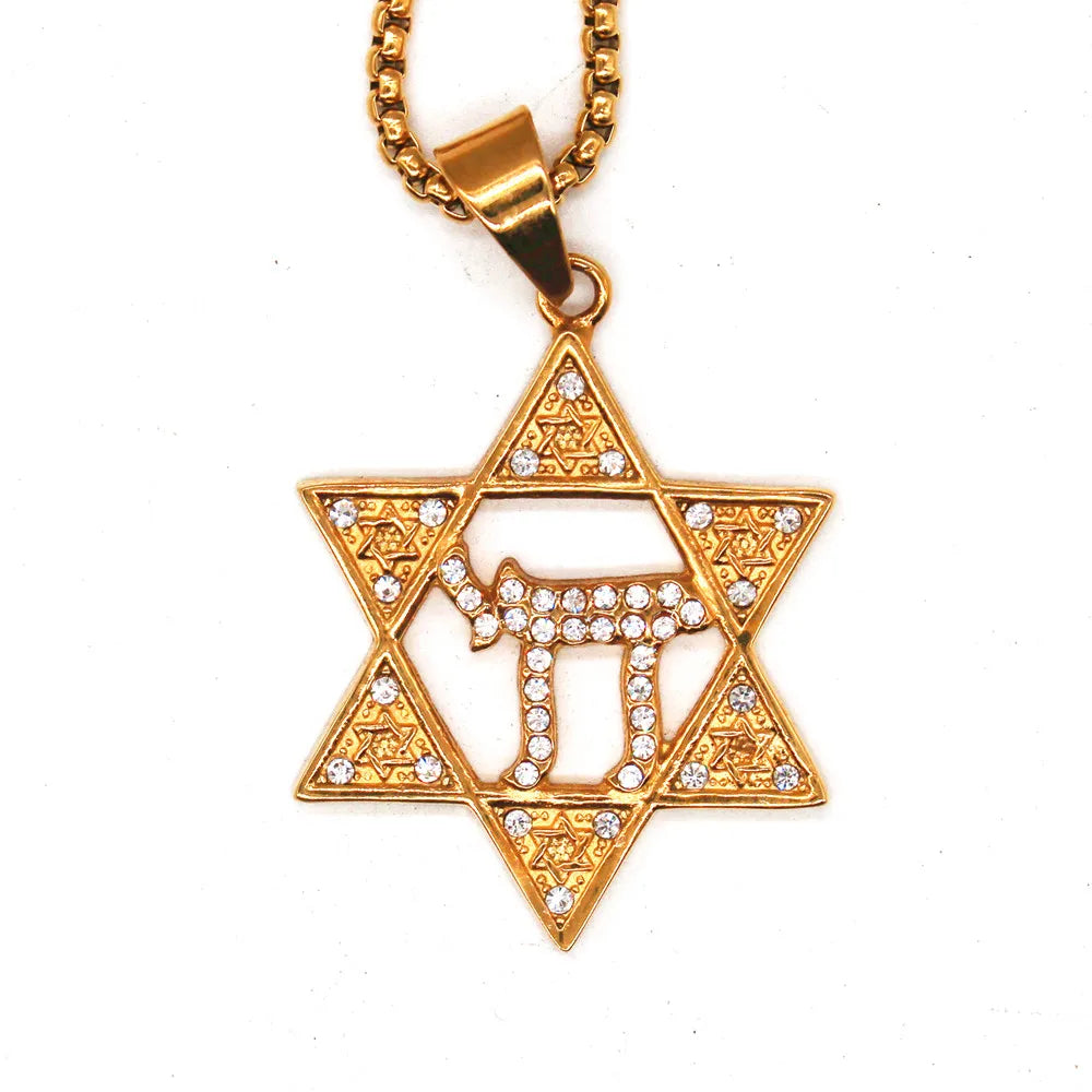 Menorah Pendant Judaica Necklace Women/Men Religious Symbols Jewelry Long Chain
