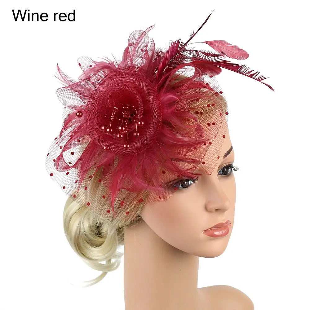Bride Headwear hat Veil Wedding Hair Accessories Flowers Feather Mesh Veil Face Cover Multi Colors Korea Japan Black White