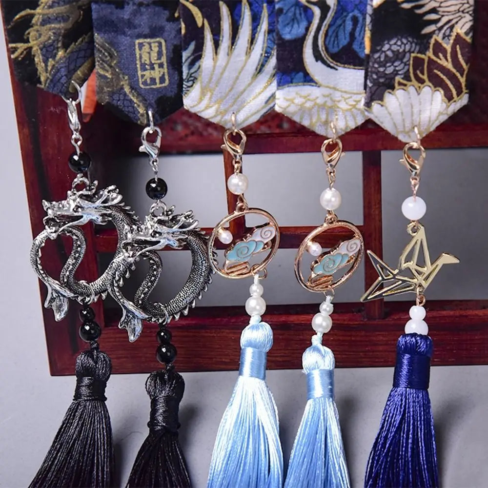 Ribbon Cloth Crane Fringed Hair Rope Ancient Style Hair Band Ancient Headband Hanfu Hair Accessories Chinese Style Headwear