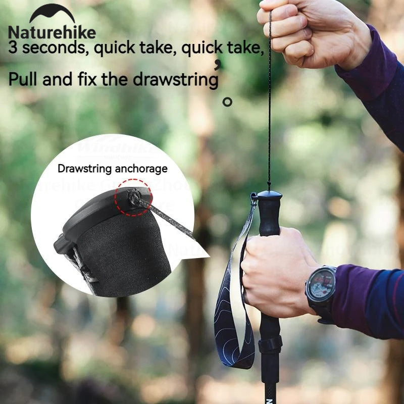 Naturehike Folding Trekking Pole 3K Carbon Fiber Ultralight Collapsible Cane Portable Walking Staff for Outdoor Hiking Sticks