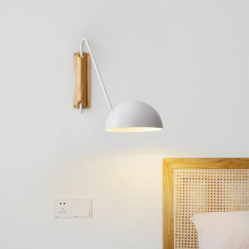 Scandinavia Minimalist Bedside Wall Lamps Rotating Swing Arm Iron Wall Hanging Light Home Decor Bedroom Living Room Reading Lamp