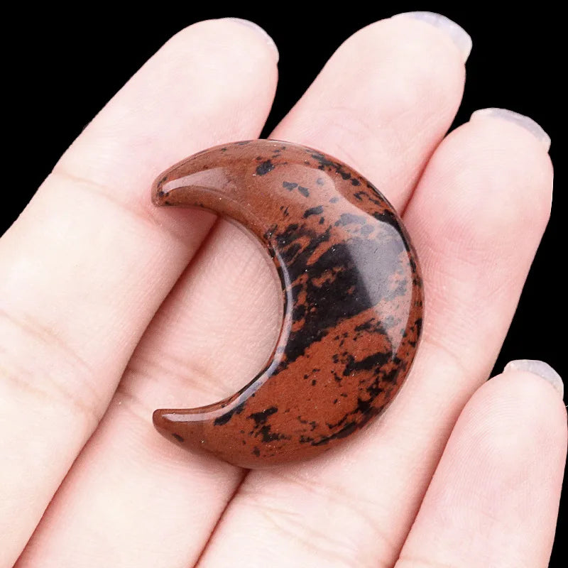 1PC Moon Shaped Natural Stones Healing Reiki Crystal 30mm Carved Gemstones for Meditation Balancing  Home Decor