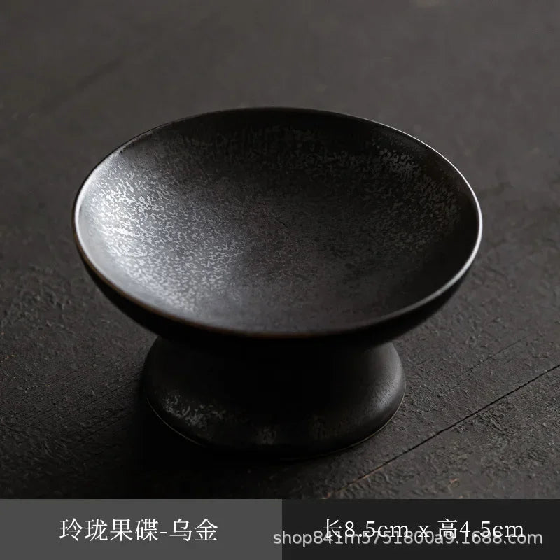 Ceramic Exquisite Dried Fruit Plate Chinese Fruit Plate Tea Tray Small Tray Melon Seeds Snack Pastry Plate Snack Plate