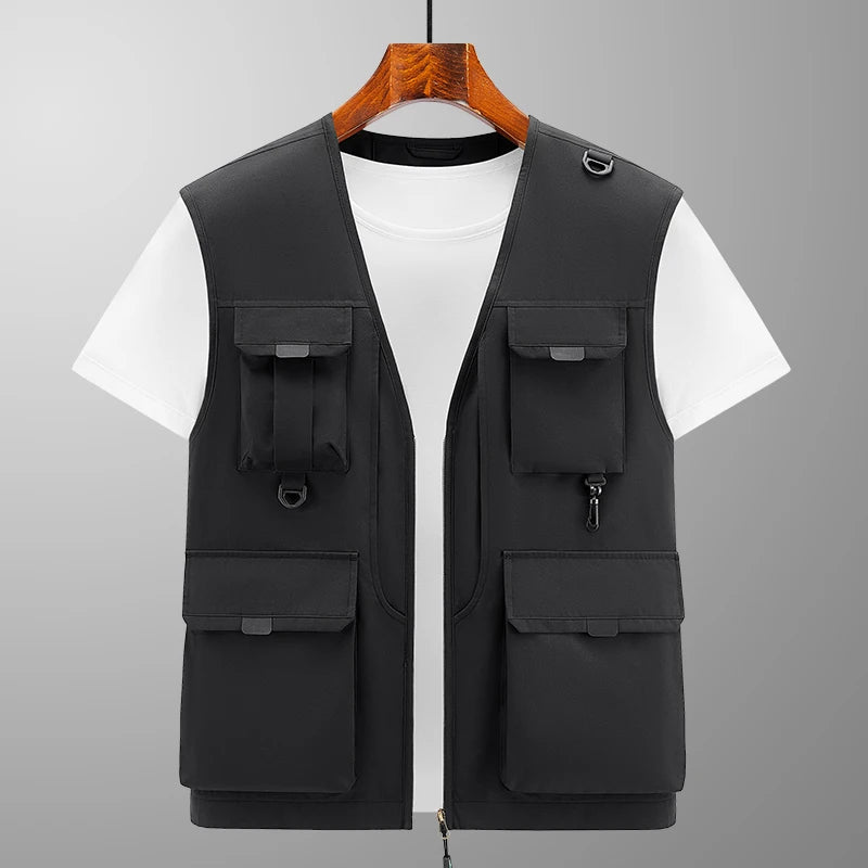 6xl Big Size Multi-Pocket Vest Men Women Outdoor Sporting Fishing Vest Photography Work Clothes 5xl 4xl Casual Cargo Vest Jacket