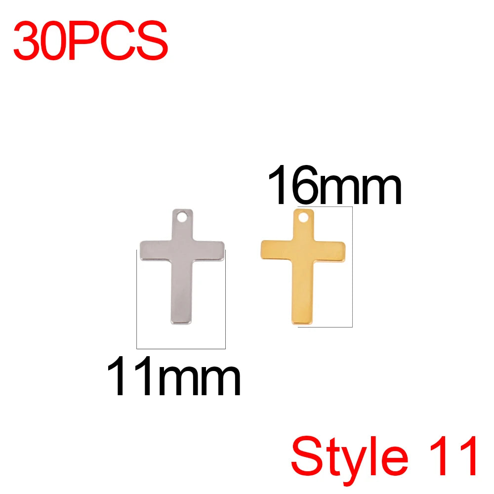 30pcs/Lot Stainless Steel Charm Cross Charms for Jewelry Making Supplies Crosses Pendants Connector DIY Accessories Bracelet