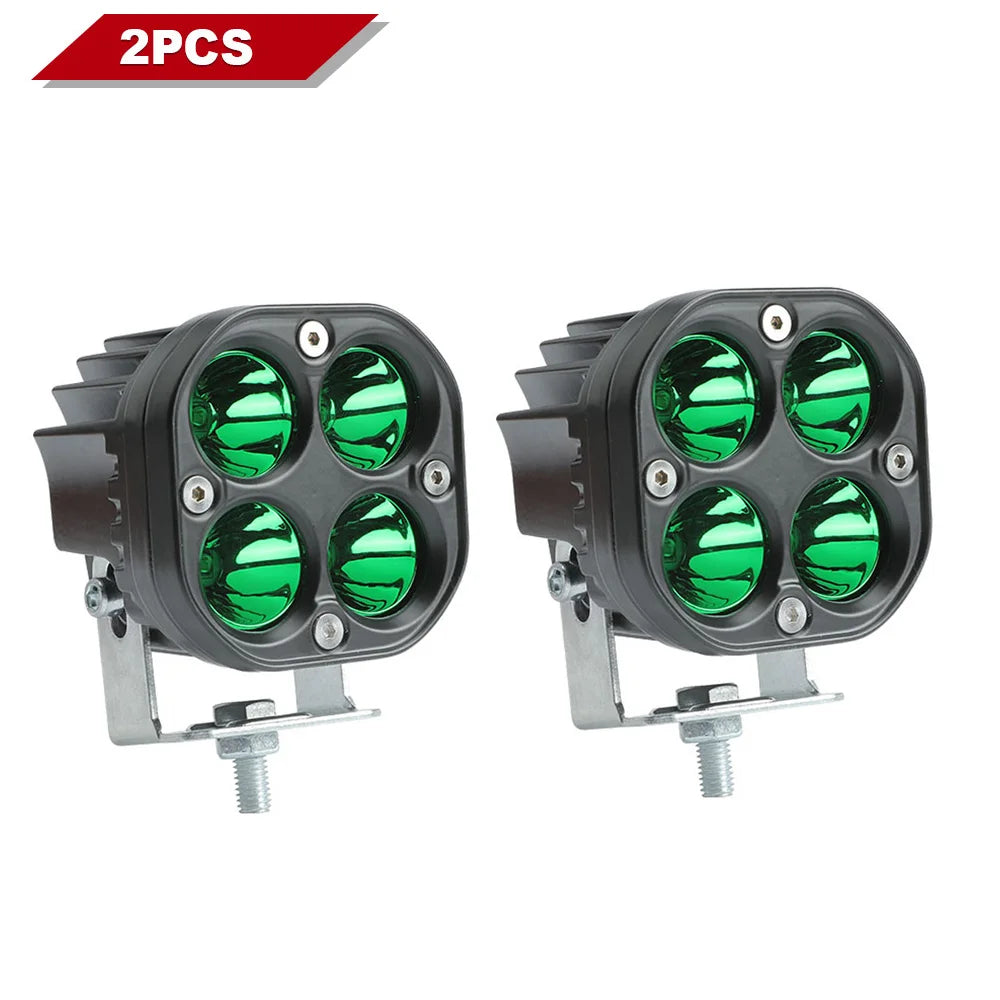 3 Inch LED Light Bar Red Green 12-24V Driving Fog Lights Auto Spotlights Work Lights for 4x4 Offroad Motorcycle Fishing Hunting