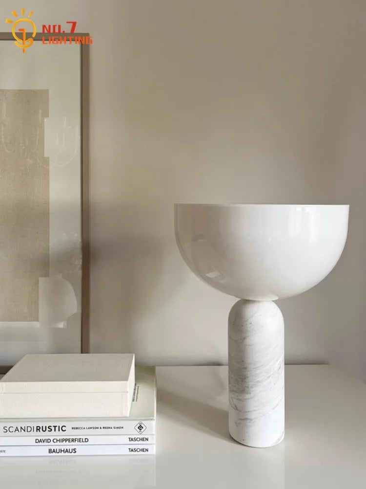 Danish Design Marble Mushroom Table Lamp LED Minimalist Modern Light Fixtures Home Decor Living Room Bedroom Study Bedside Cafe