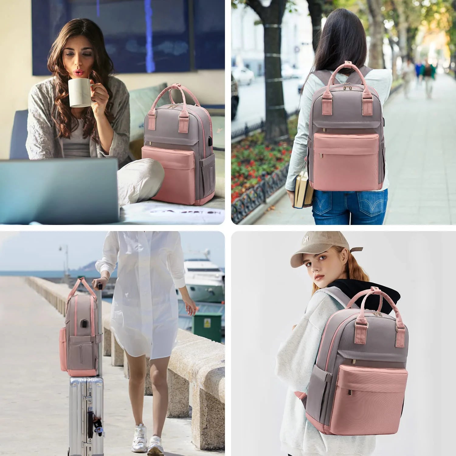Laptop Backpack For Women 15.6 Inch With USB Port Waterproof Travel Bags Vintage Daypacks Bookbag For College School Work