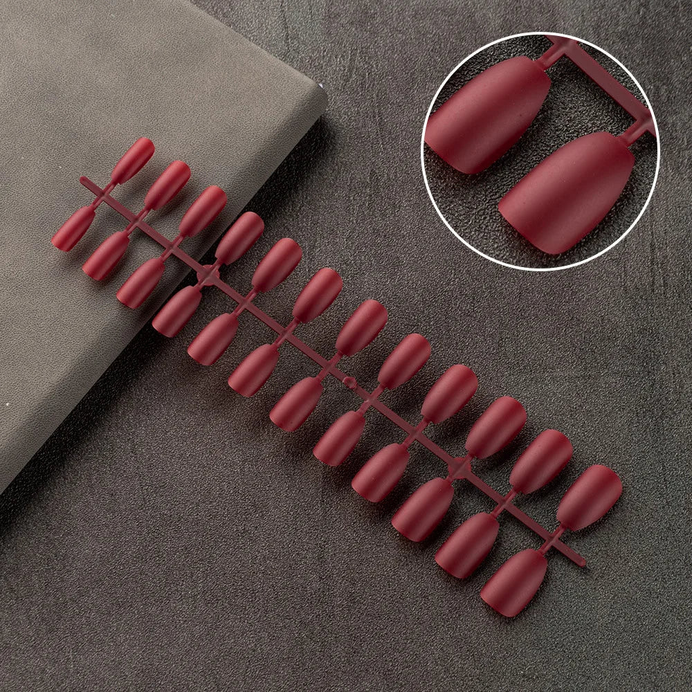 24tips/pc French White Fake Nails Matte /Glossy Detachable Long Square Natural False Press on Nails Manicure Faux Ongles