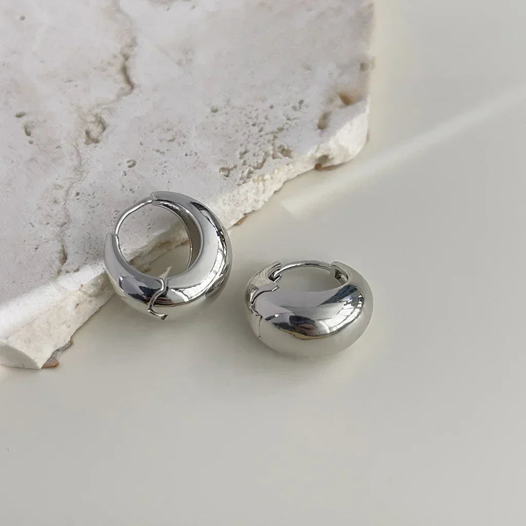 Fashion Geometric Irregular Round Metal Pearl Earrings for Women 2024 Minimalist Style Personality Earrings Trendy Jewelry Gift