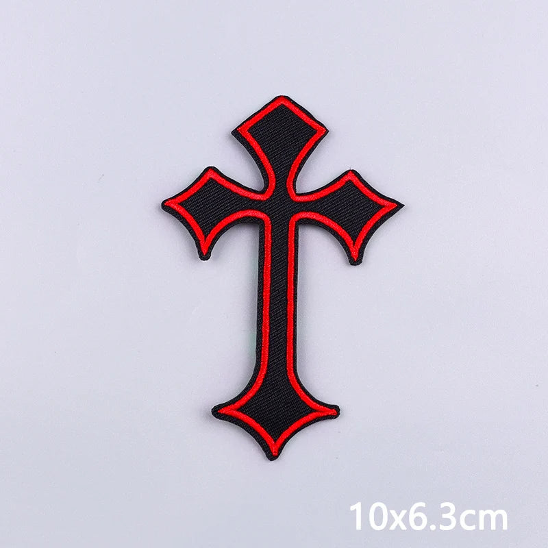 Jesus Cross Embroidery Patch For Clothes Gold Silver Cross Iron On Patches For Clothing Personality Appliques Craft Decoration