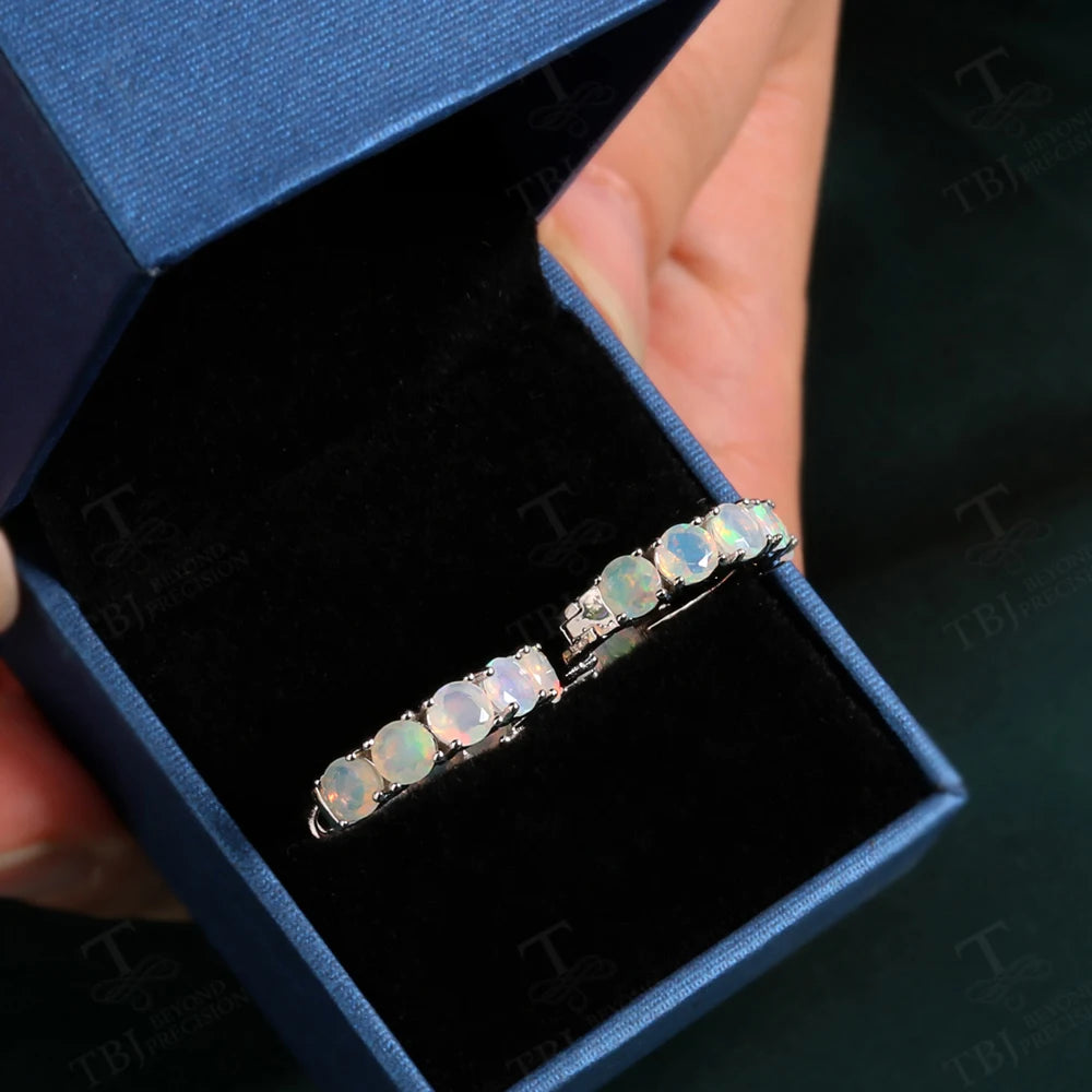 925 sterling silver Opal Earring Simple 16pcs round 4mm natural gemstones colorstone fine jewelry for women  nice gift TBJ 2024