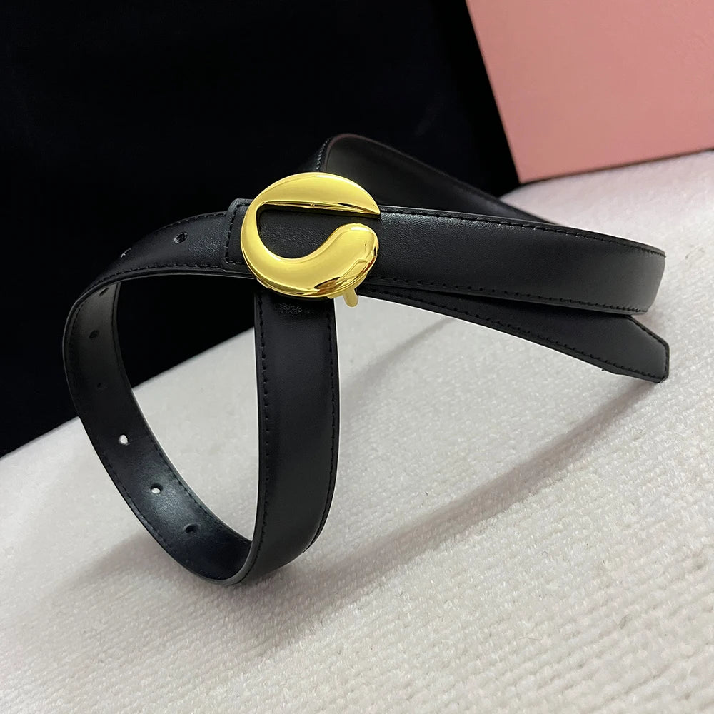 Ladies Leather Belt Retro Smooth Buckle Fashion Simple with Jeans CasuaI High Quality Leather  Waistband